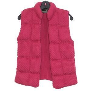 Vintage Vest Knit Chunky Cottage Y2K Preppy Retro Cozy Coquette Open Puffy Large